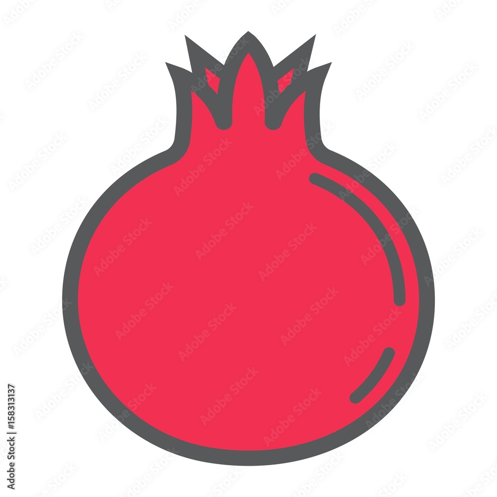 Pomegranate line icon, fruit and garnet, vector graphics, a colorful linear pattern on a white background, eps 10. Pomegranate line icon, fruit and garnet, vector graphics, a colorful linear pattern on a white background, eps 10.
