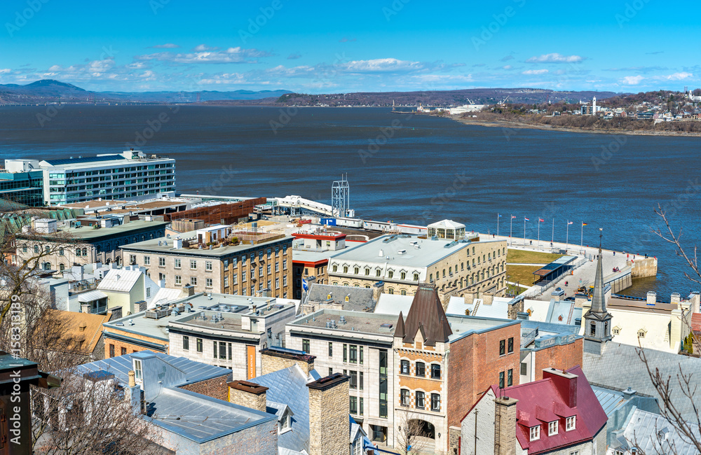 Cityscape of Quebec City with St Lawrence River, Canada