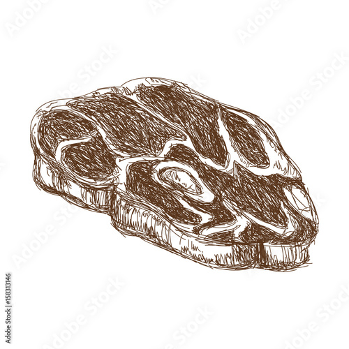 t-bone steak beef fillet fresh grilled engraved vector illustration