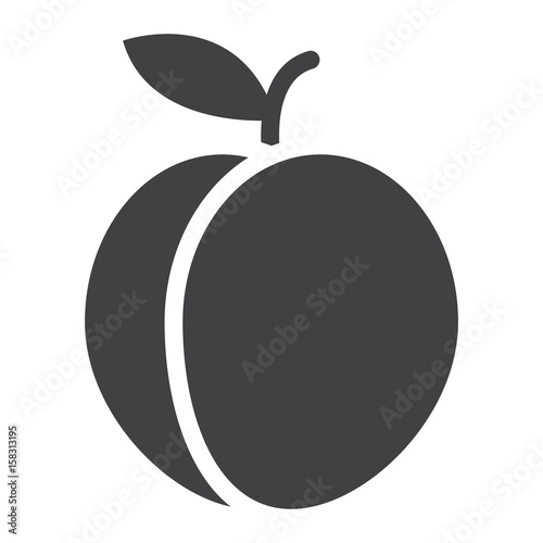 Peach solid icon, fruit and diet, vector graphics, a glyph pattern on a white background, eps 10.