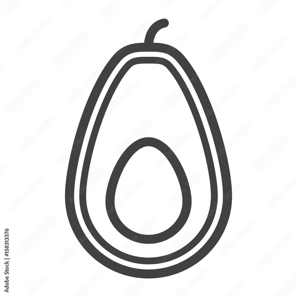 Avocado line icon, fruit and tropical, vector graphics, a linear pattern on a white background, eps 10. Avocado line icon, fruit and tropical, vector graphics, a linear pattern on a white background, eps 10.
