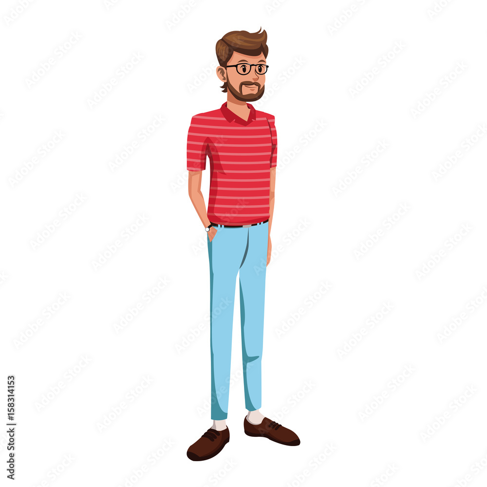 young man in casual clothes standing vector illustration