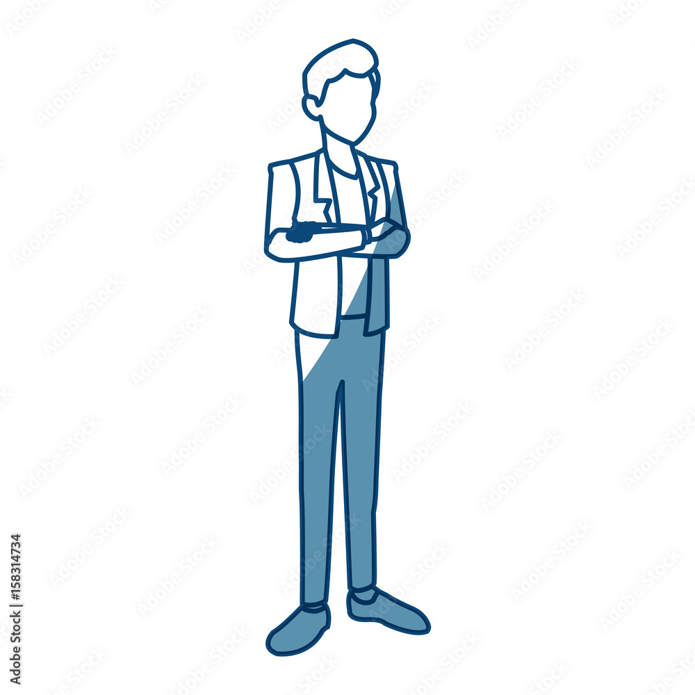 young avatar man people standing vector illustration