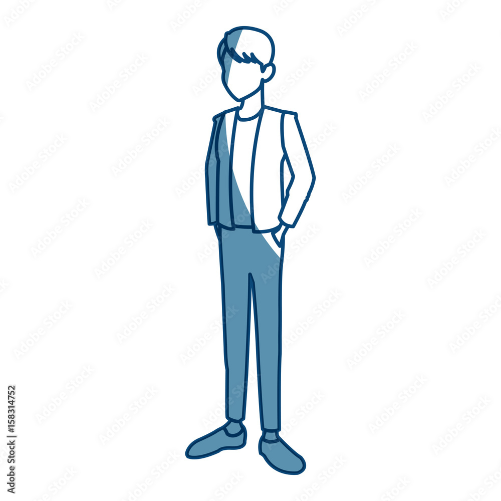 young avatar man people standing vector illustration