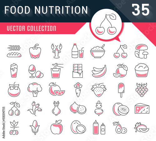 Set Line Icons Food