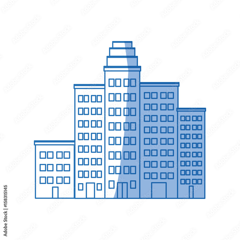 cartoon cityscape cartoon row of various buildings vector illustration