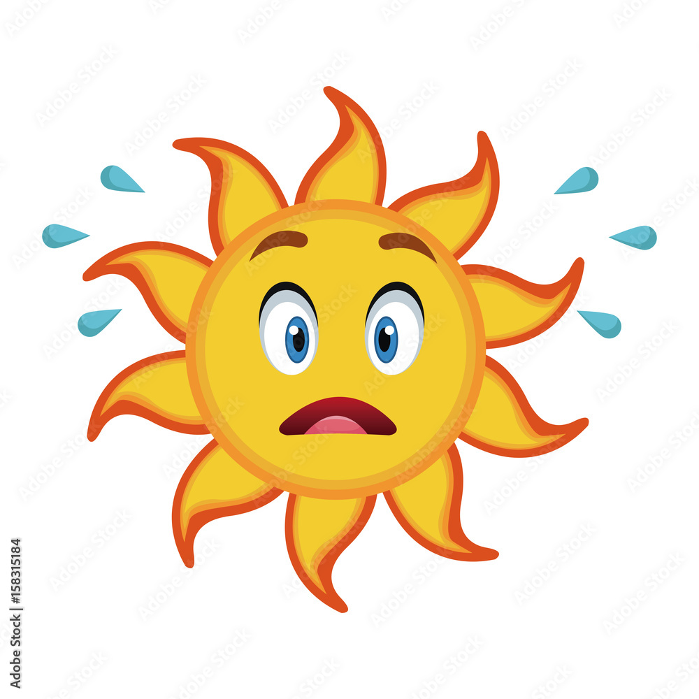yellow smiling sun cartoon character as weather sign temperature vector illustration