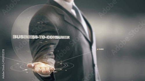 Business-To-Consumer with hologram businessman concept photo