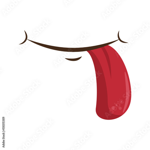 comic mouth showing a tongue icon over white background. colorful design. vector illustration