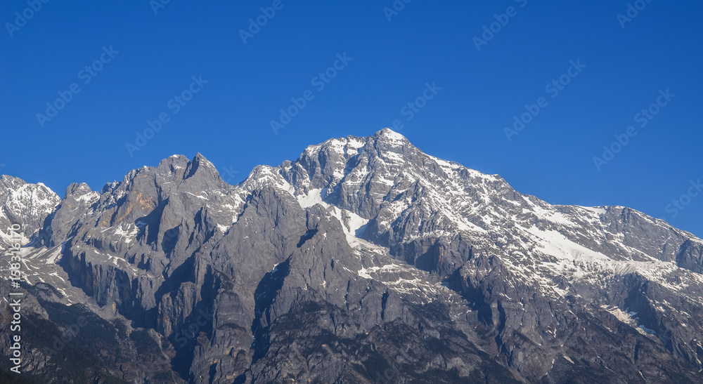 Landscape of Yulong Snow Mountain, it also known as Jade Dragon Snow Mountain which is located in Yunnan,China.