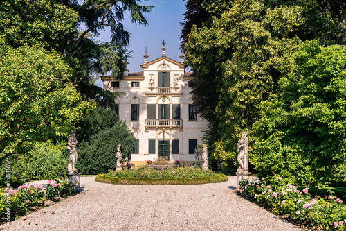 Typical eighteenth-century Venetian villa surrounded by an Italian garden.