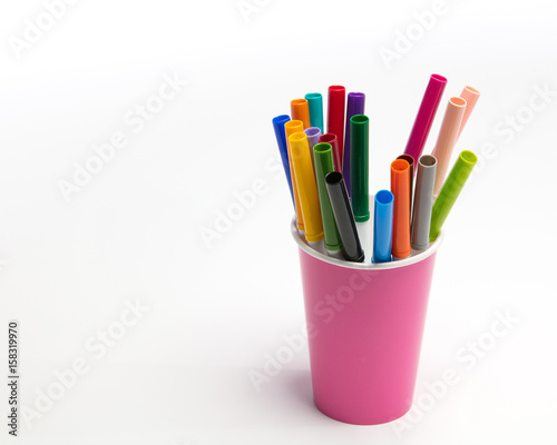 Colorful Marker Pens in cup