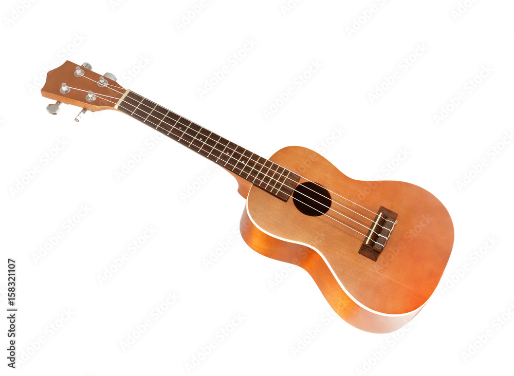 Ukulele hawaiian guitar isolated on white background