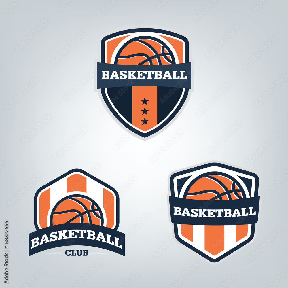 Fototapeta Basketball sport logo design set, vector illustration