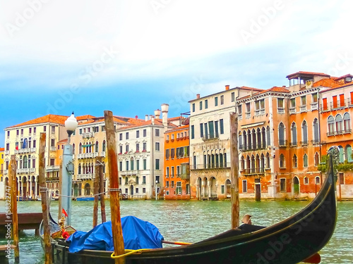 Venice, Italy - Gondola on Canal Grande in a beautiful summer day