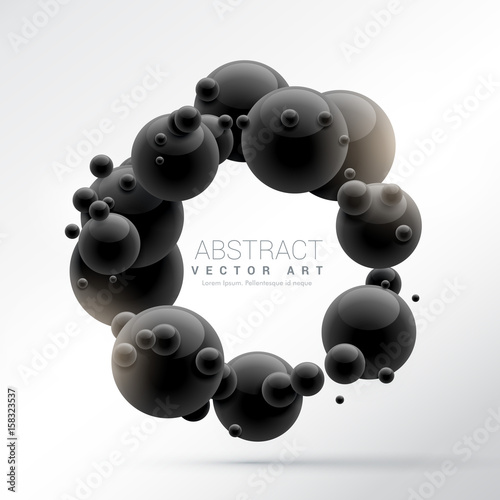 black molecules frame background in 3d