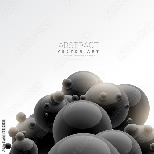 black 3d sphere molecules background