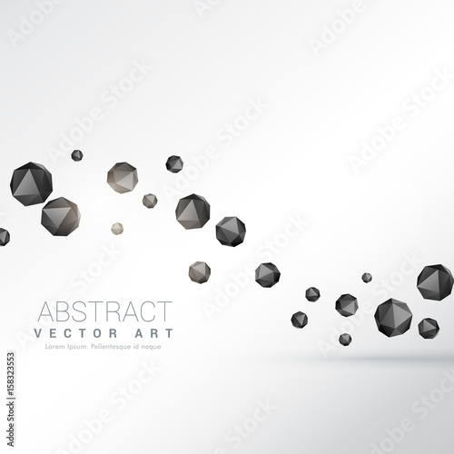 Fotografie 3d polyhedron particles floating on white background