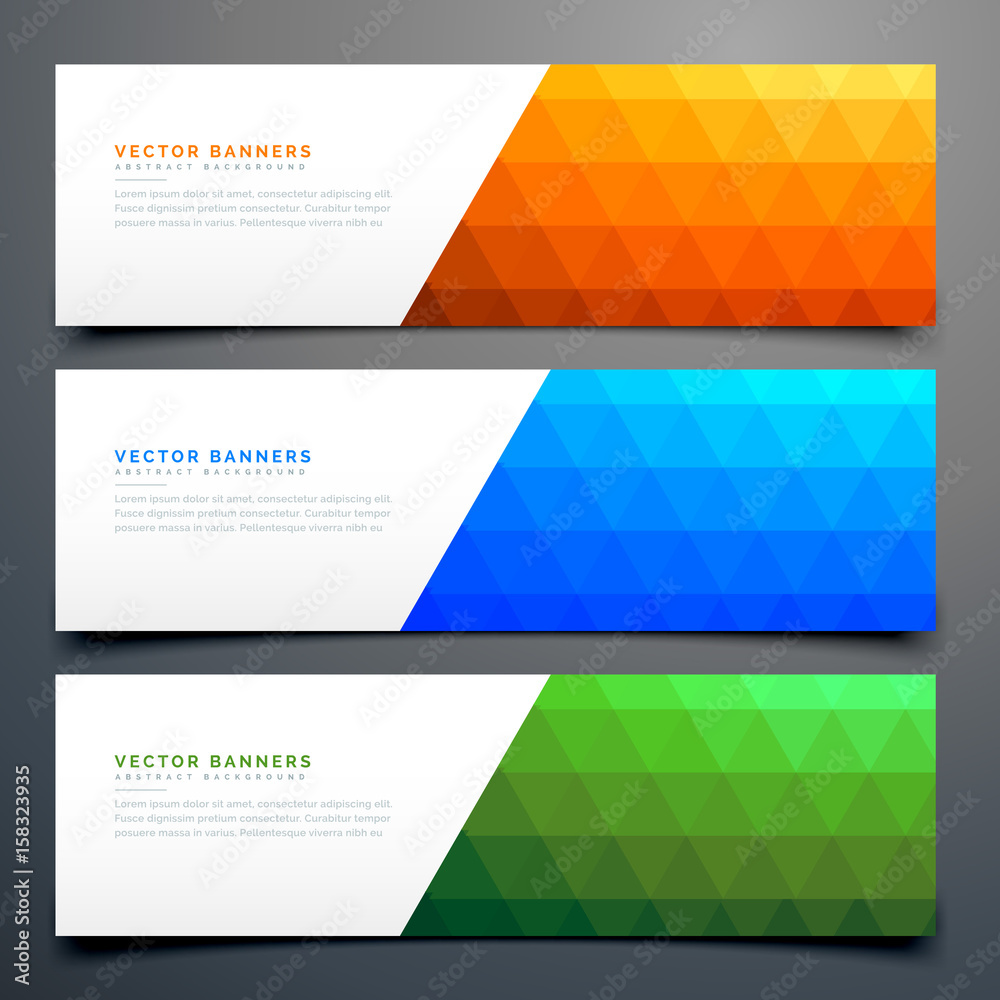 abstract colorful banners set with triangle pattern