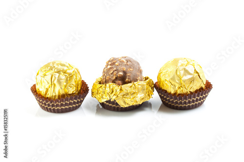 Chocolate balls isolated on white
