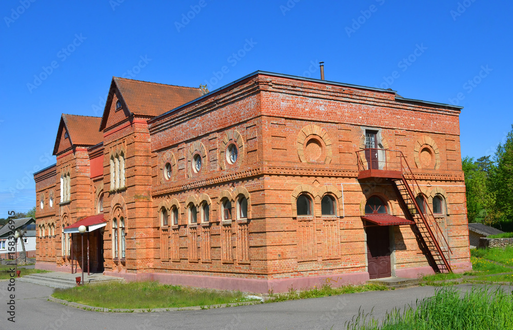 Belarus, Albertin Manor. Brick building built in the 1910s. There used to be stables.