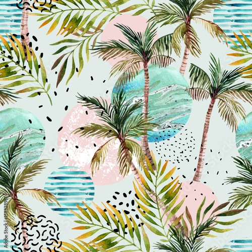 Obraz na płótnie Abstrakcjonistycznego lata tła tropikalny drzewko palmowe.
