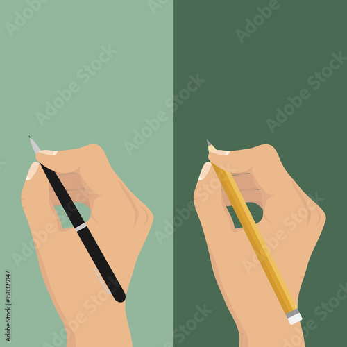 Pencil and pen hold in hand