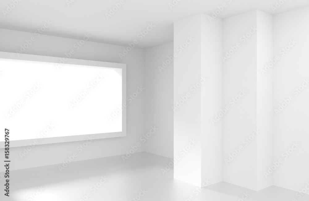 White Empty Room with Window. Modern Interior Background