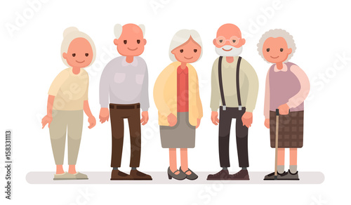Aged people. Grandparents on a white background. Vector illustration in a flat style
