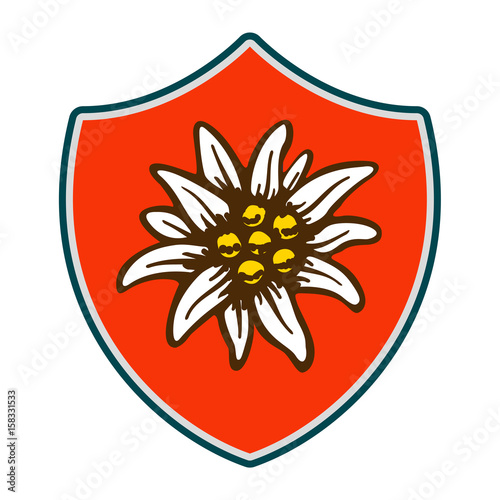 edelweiss shield flower symbol alpinism alps germany logo