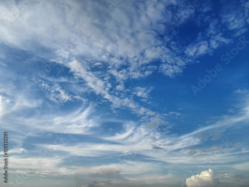 Blue sky with cloud in summer before sunset.