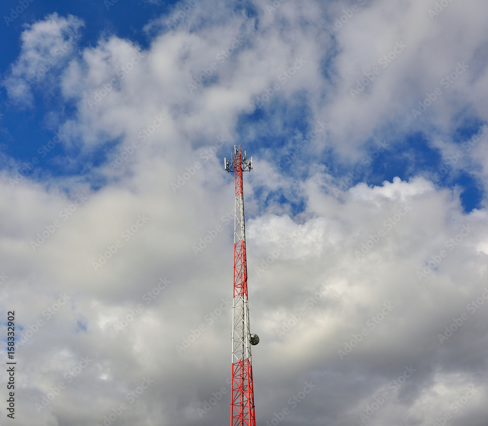Signal Tower on white cloud background. Signal Tower on white cloud background.