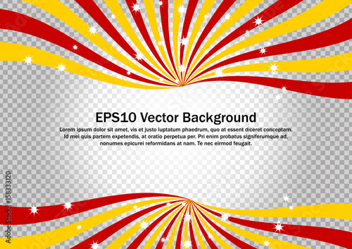 Red and yellow swirl strips on transparent background. Vector clip art for backdrop, banner, wallpaper and border decoration.