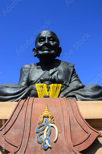 Closeup Luang Phor Tuad Statue at Wat Huai Mongkhon, Hua Hin, Thailand photo