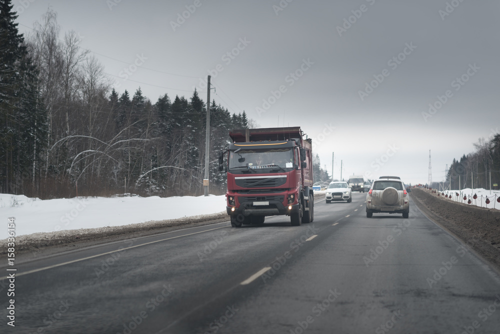 Truck on road. Delivery and shipping concept.