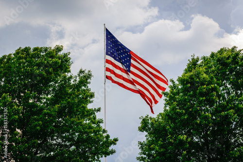 Obraz w ramie Flag pole in the sky with clouds