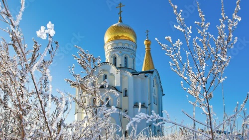 Russian orthodox church of St. Tatiana in Samara, Russia. Winter photo