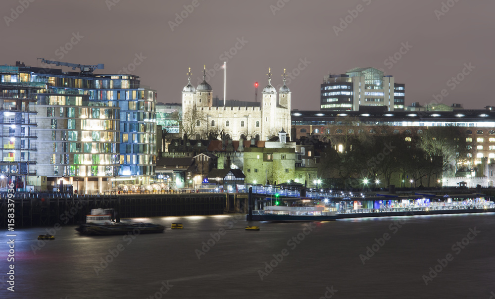 the Tower of London at night scene the Tower of London at night scene
