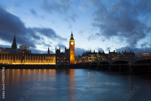 Big Ben and Westminster palace in London at night