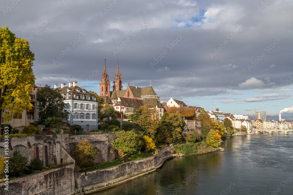 Rhine river and Basel Minster