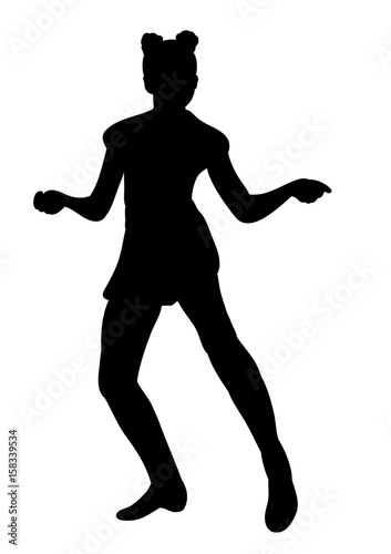 Bild auf Leinwand silhouette of a girl dancing at a disco