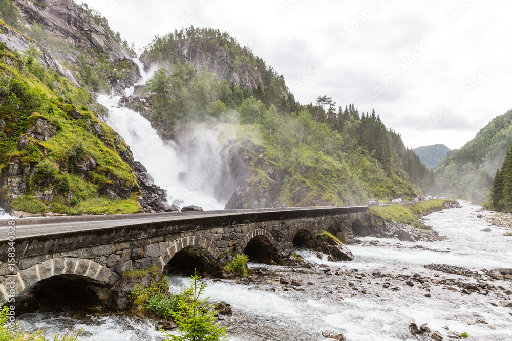 Låtefossen Waterfalls near Odda in Norway Låtefossen Waterfalls near Odda in Norway