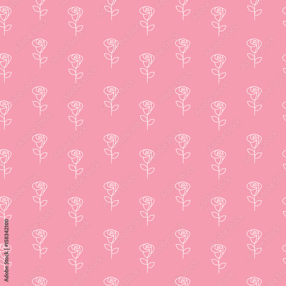 Cute simple seamless pattern with line roses. Cute simple seamless pattern with line roses.