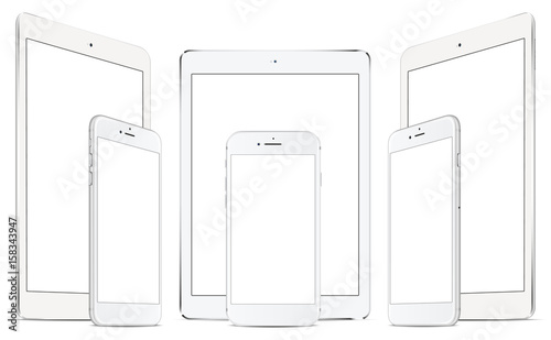 smartphone and tablet with a blank screen on a light background