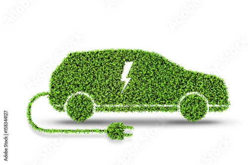 Electric green car isolated on the white background 3D rendering