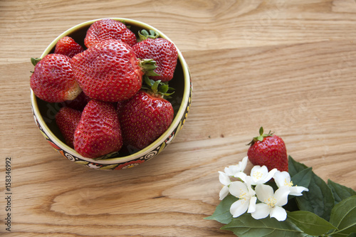 strawberries on wood