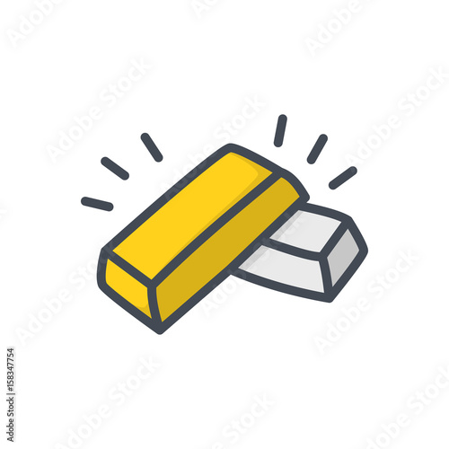 Trading Business Golden Silver Bar Colored Icon