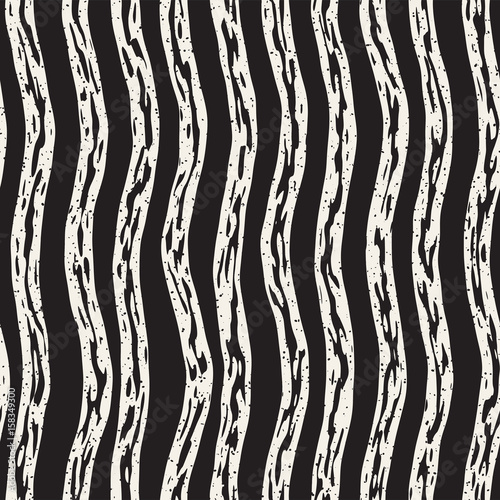 Decorative seamless pattern with handdrawn doodle lines. Hand painted grungy wavy stripes background. Trendy freehand texture