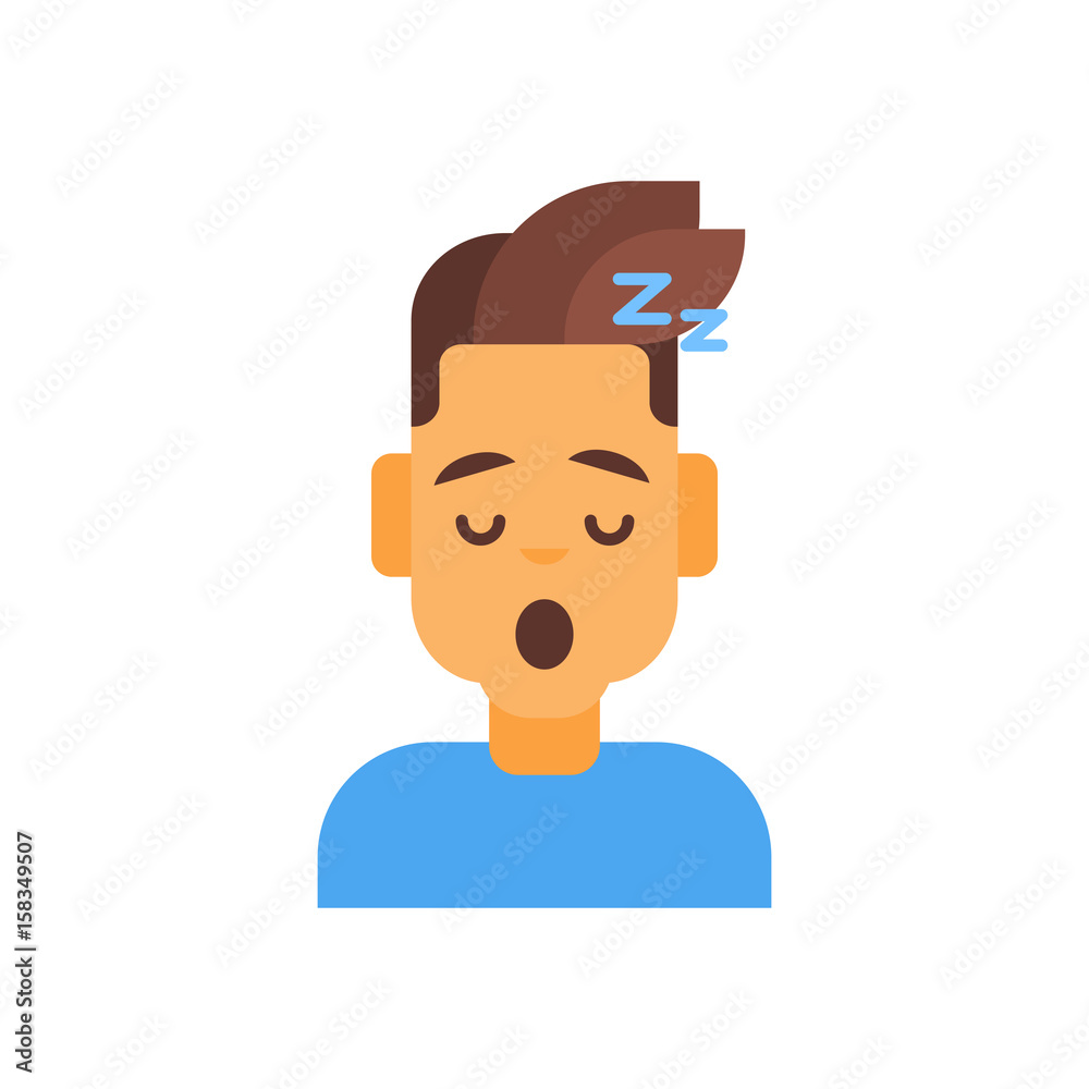 Profile Icon Male Emotion Avatar, Man Cartoon Portrait Sleeping Face Vector Illustration