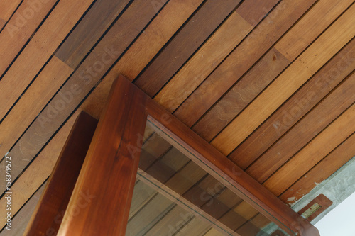 wood plank pendant ceiling